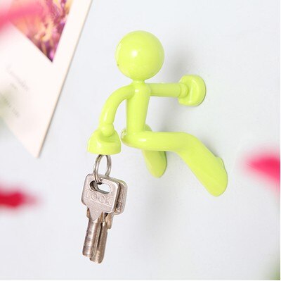 Colgador de llaves magnético de dibujos animados para pared, imán de nevera, almacenamiento sin marcado: green