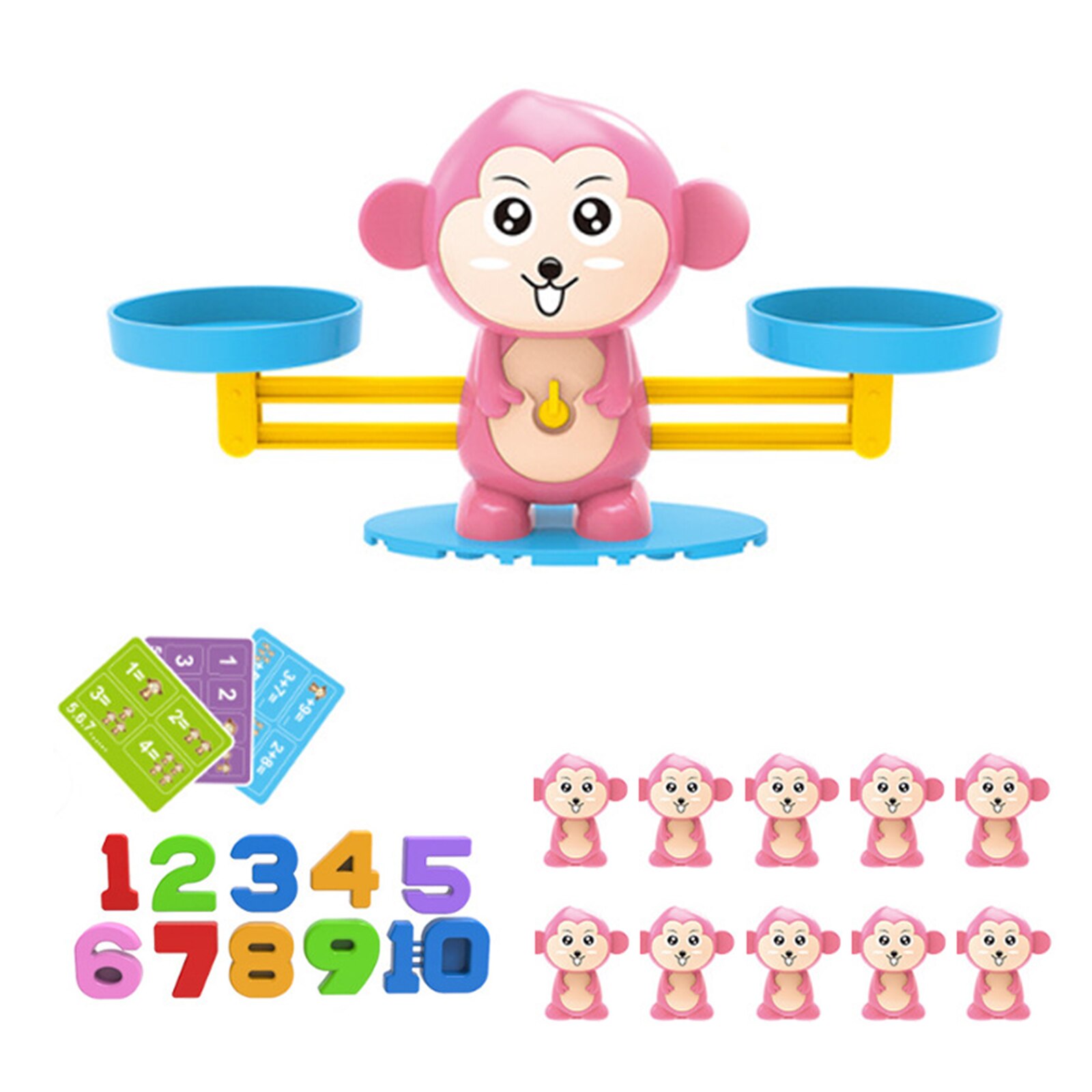 Juguetes de matemáticas para niños, juego de balanza de equilibrio, juegos de números, bloques de apilamiento, pingüino, mono, de educación temprana: A3