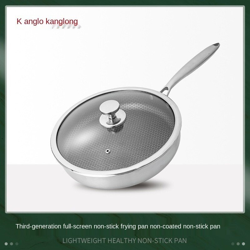 304 Stainless Steel Wok Non-stick Pan Double-sided Honeycomb Without Oil Smoke Frying Pan Wok Without Phosphorus Kitchen Pan
