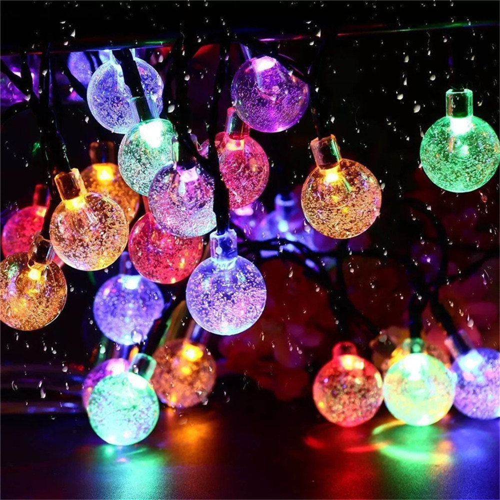 Solar Crystal Globe LED String Lights LED 8 Lighting Modes IP65 Fairy Light Christmas Garland For Garden Party Decor 1pc
