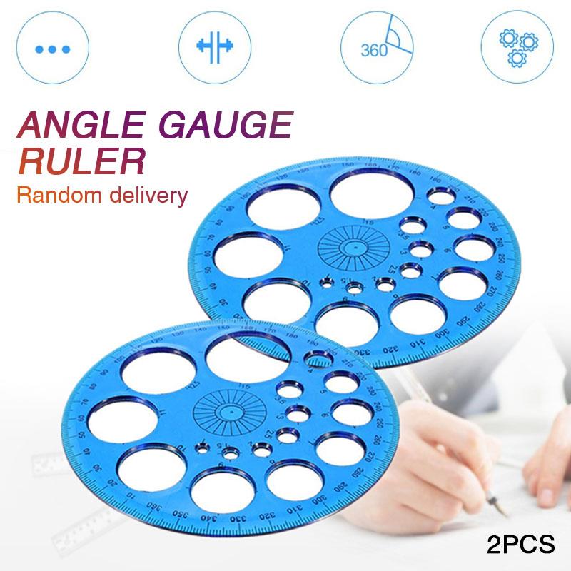 Full Circle Protractor Multifunctional Peofessional Plastic 360 Degree Random Color Drawing Angle Measuring Template 2pcs