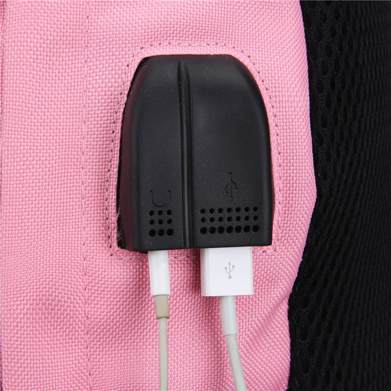 Toile Usb sacs d'école pour filles adolescents sac à dos femmes Bookbags noir grande capacité moyen collège adolescent cartable