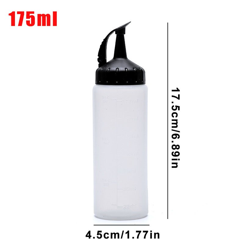175/350ML Squeeze Condiment Bottles Oil Can Sealing Cap Seasoning Jar Salad Sauce Bottles Ketchup Bottle Kitchen Supplies: Black 175ml