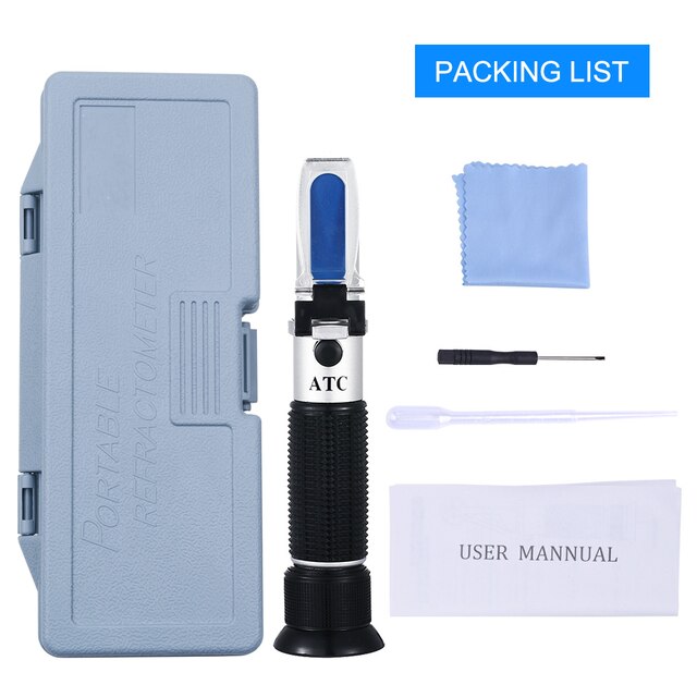 Yieryi Sugar Refractometer ATC 0-10% Brix Handheld Sugar Meter Sugar Content Testing Equipment for Fruit, Food and Beverage: Plastic box