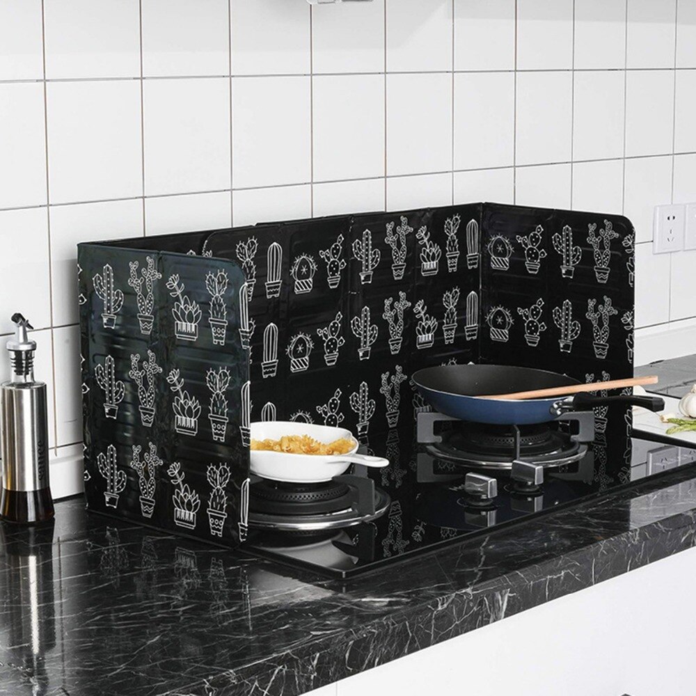 Kitchen Oil Baffle Plate 3 Sided Splatter Guard Stove Heat Insulation Sheet Aluminum Foil Oil Splash Proof Cooking Tool