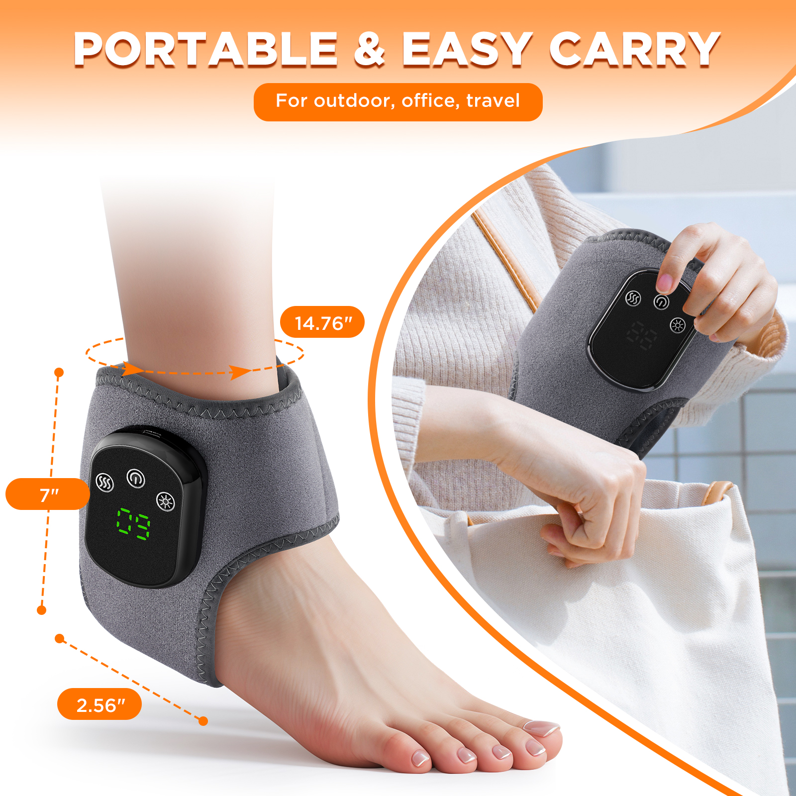 Electric Heating & Vibration Ankle Massager for Relieve Discomfort Heated Mssage Pad