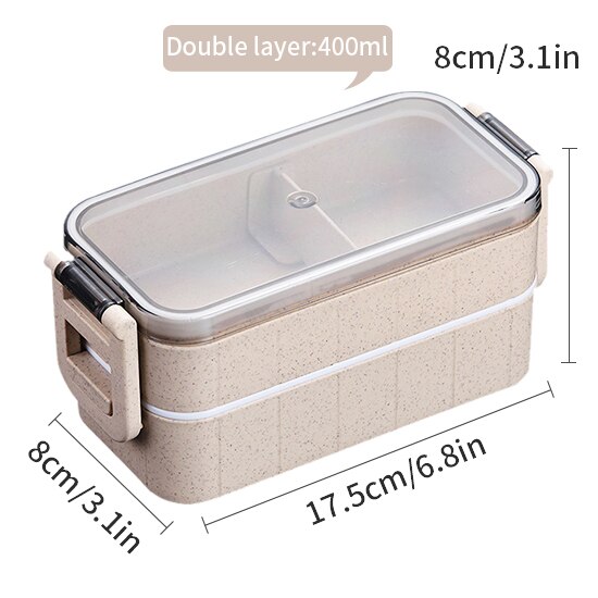 Caja de almuerzo de paja de trigo Bento cajas de microondas vajilla de almacenamiento de alimentos caja de alimentos: B2