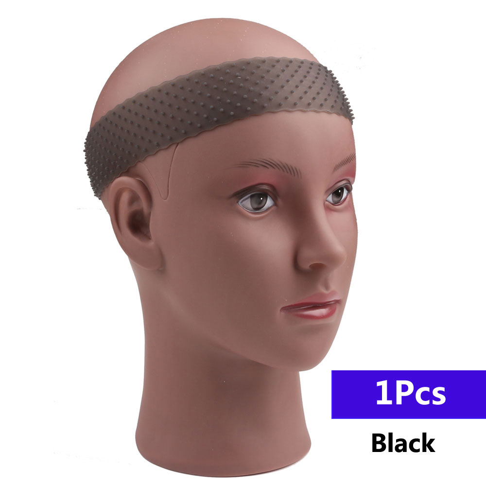 Diadema antideslizante de silicona para peluca, banda transparente negra y marrón para sujetar peluca, accesorios antideslizantes para uso diario: Rojo
