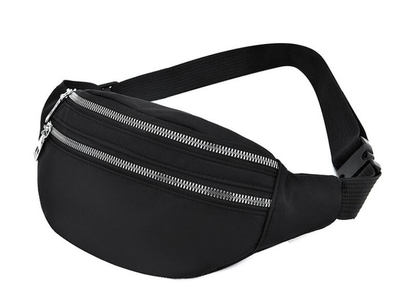 Kvinner damer kvinnelig midjepakke glidelås justerbart belte solid mini skulderveske crossbody bag sport reise fritidsveske