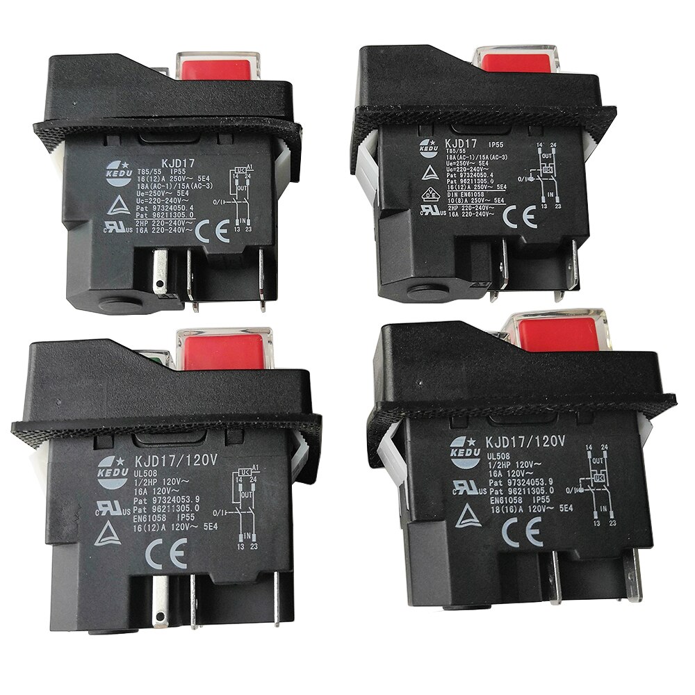 KEDU KJD17 Electromagnetic Switches Push Button Switch for Garden Tools 120V 220V 4Pin 5Pin