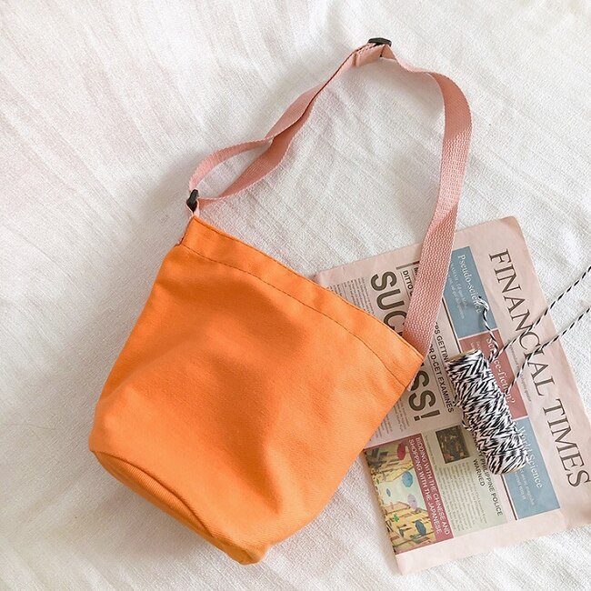 enfants mignon sac de messager enfant fille Streetwear embrayage solide décontracté toile Mini sacs à main: Orange