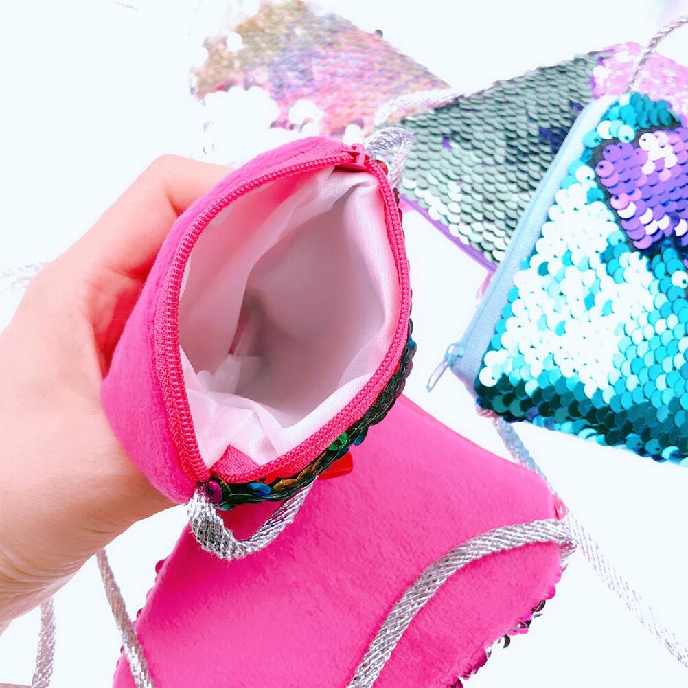 6Pcs Small Mini Coin Purse Women Sequin Purse Bag Kids Sling Card Holder Handbag Female Wallet