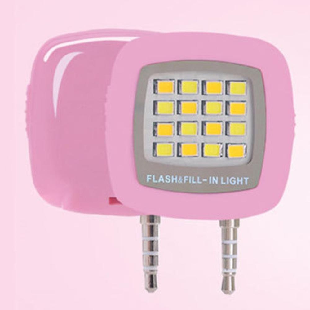 16 stücke LED Mini Flash Füllen Licht Für Handy Selfie Helligkeit Fotografie Lampe 3,5mm Helle LED Video Licht lampe: Rosa