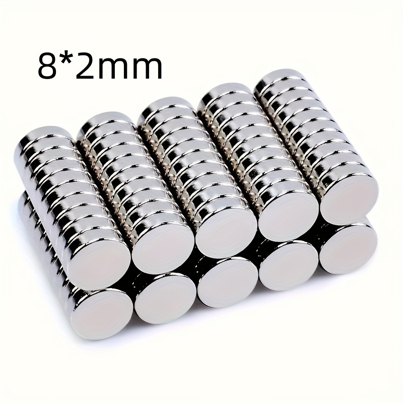 8X2mm Neodymium magneten schijf koper-nikkelcoating, zeldzame aardemagneten, rond, geschikt voor kantoor, whiteboard