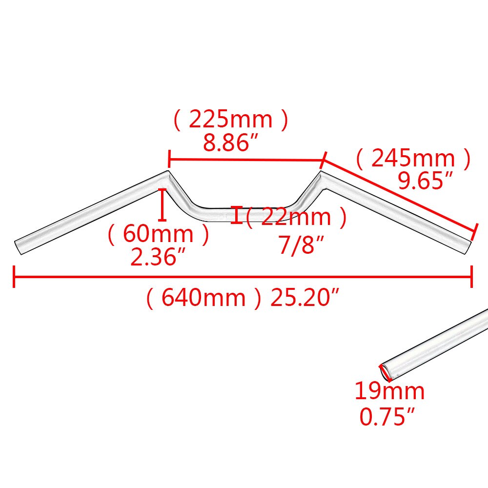 22mm 7/8 "  or 25mm 1 " styre motorcykelstyre retro draghandtag z bar för harley 1200 883 chopper bobber cafe racer: C 22 mm krom
