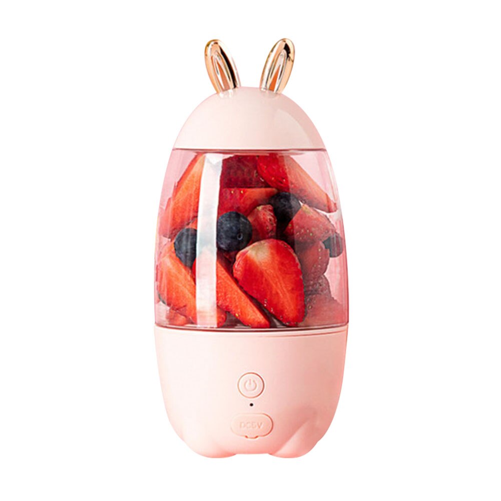 Härlig kanin hushålls bärbar usb uppladdningsbar juicerpress fruktblandare mixer bärbar mini storlek fruktjuicer: Rosa