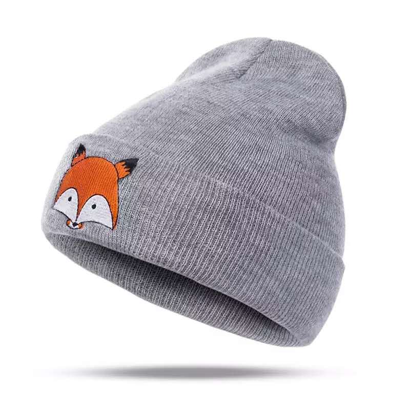 Sød rævebroderi strikhue vinter mand kvinde kasket solid strikket unisex uldblandinger blød varm hue piger drenge kasket