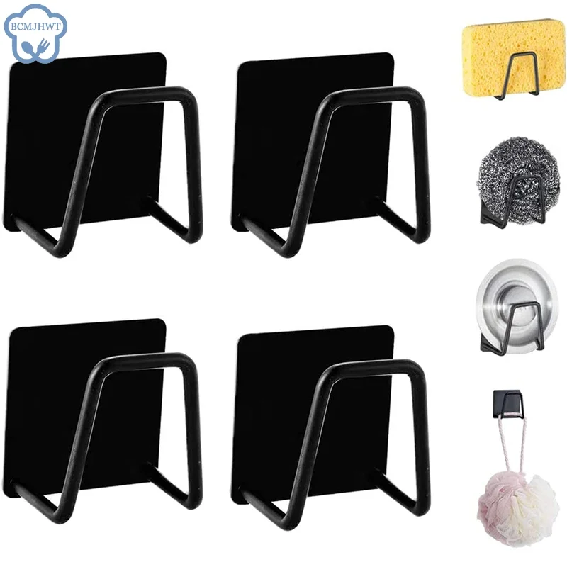 Porte-Éponge Auto-Adhésif en Acier Inoxydable pour Évier de Cuisine, Accessoire de vaccage,rangement cuisine,cuisine rangement organisation,rangement sous evier,accessoire salle de bain,kitchen accessories