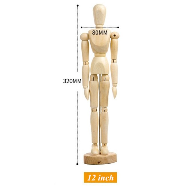 Wooden Hand Drawing Sketch Mannequin Model Wooden Mannequin Hand Movable Limbs Human Artist Model Office Desktop Ornaments: 12 inch Human