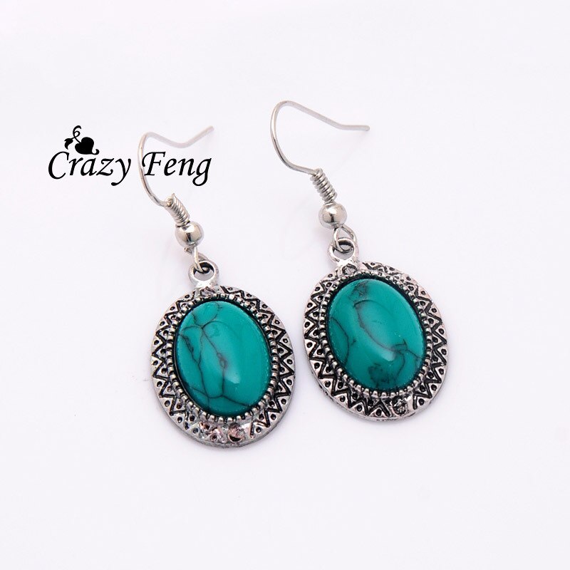 Freie frauen Jahrgang retro Silber-farbe Oval Sonnenblume Grün Stein Halskette Armbinde Haken Ohrringe einstellen Schmuck setzt