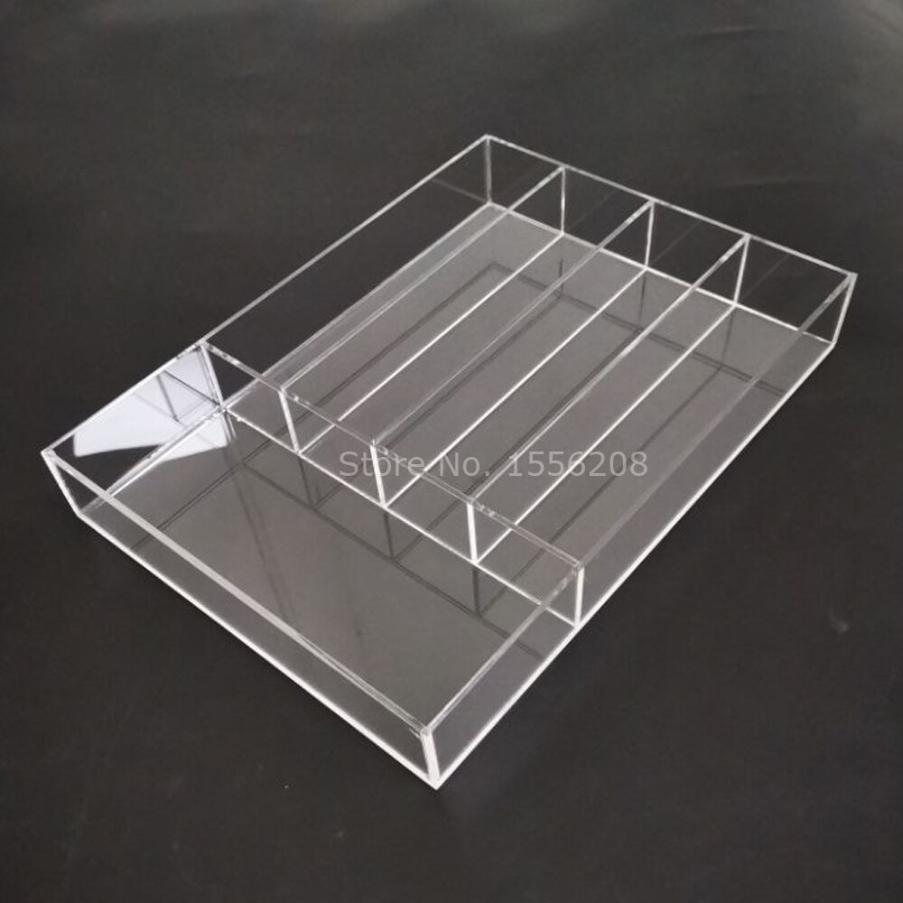 Akryl bestick bestick bricka 5 fack gafflar skedar knivar redskap förvaringshållare skrivbord plexiglas arrangör serveringsbricka