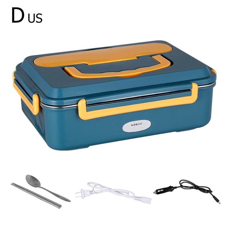 2 In1 Electric Heated Lunch Box 220V 110V 24V 12V Steel Food Heater Heating Container Food Warmer R7X7: D