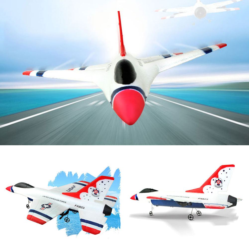 -823 2.4G 2CH F16 Thunderbirds EPP Remote Control RC Glider Airplane White 270x310x80mm for Boys Birthday