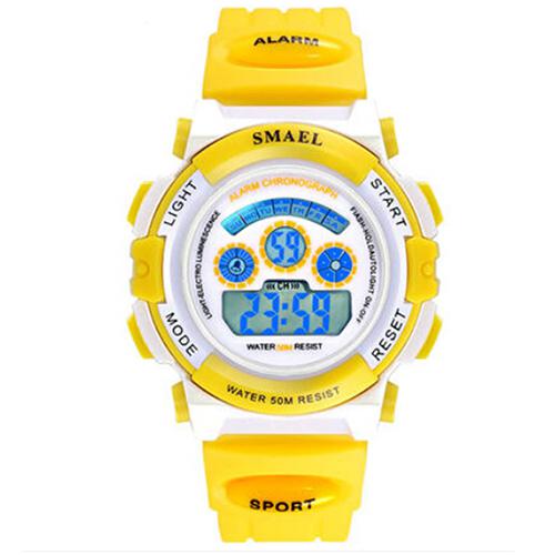 Mode Smael Top Kinderen Horloges Voor Meisjes Digitale Lcd 50m Waterdichte Horloges Led Student: Yellow Digital