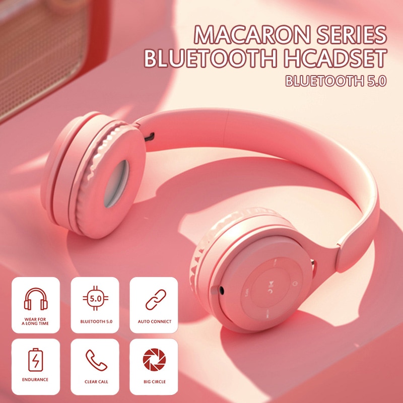 Kleur Draadloze Hoofdtelefoon Bluetooth Headset Opvouwbare Stereo Hoofdtelefoon Gaming Koptelefoon Met Microfoon Voor Pc Telefoon Mp3
