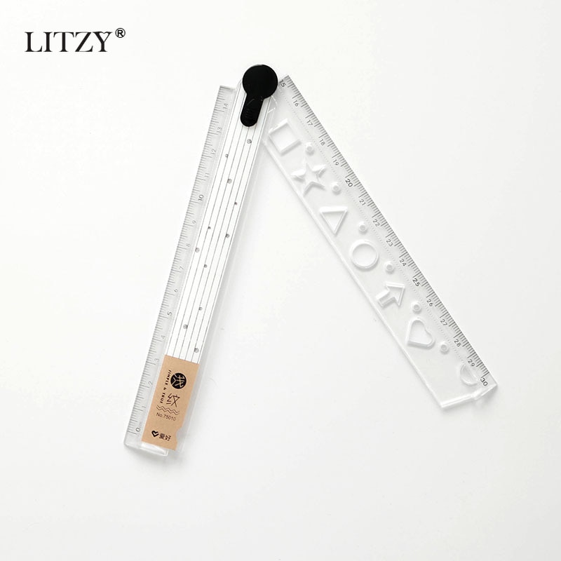 LITZY 1pcs Simple Foldable Rulers 30cm Cute Bookmark Kawaii Geometric Plastic for Office School Ruler Stationery Supply