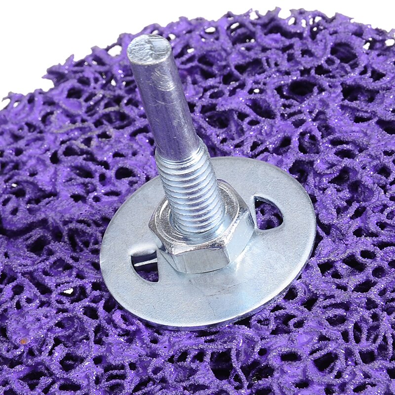 1Pcs 100mm Purple Cleaning Disc Polishing Wheel + Mandrel Abrasive Wheel Paint Rust Removal Grinding Disc For Angle Grinder
