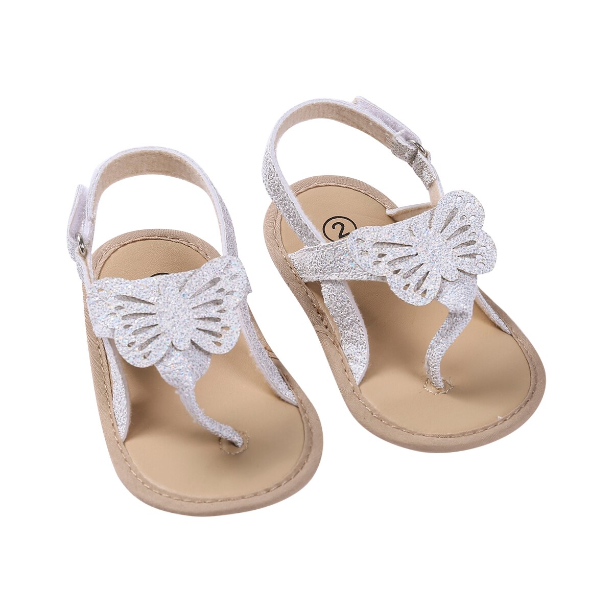 Sandales d'été antidérapantes pour bébés filles, jolies chaussures de princesse à motif de papillon pour -nés et tout-petits: WHITE / 13-18 mois