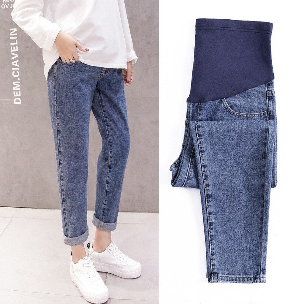 Schwangerschaft Bauch Hosen Freund-Jeans Mutterschaft Hosen Für Schwangere Frauen Kleidung Hohe Taille Schlauch verlieren Denim Jeans