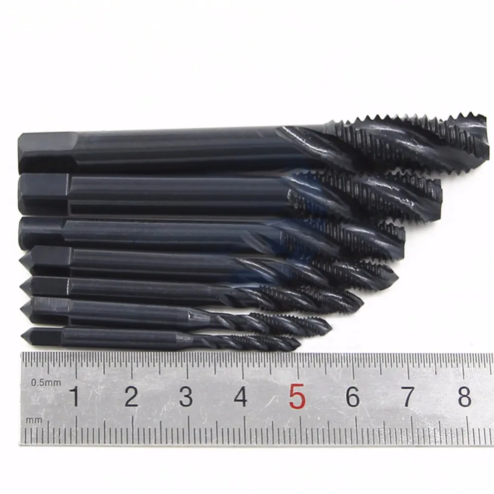 7 unidades Hss6542 rosca de tornillo métrico espiral estriado taladro de mano tapones de nitruración grifos 3mm 4mm 5mm 6mm 8mm 10mm 12mm grifo de tornillo de máquina