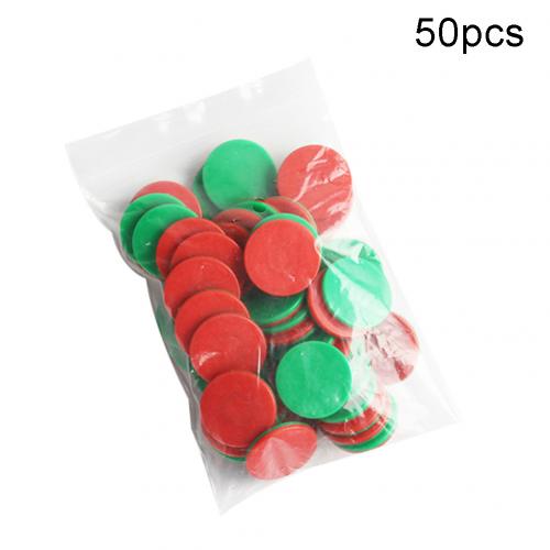 50 Stuks Dual Color Ronde Chips Tellen Aantallen Math Game Tellers Leermiddelen Leren Tellen Groepering Toevoeging Aftrekken: Green Red