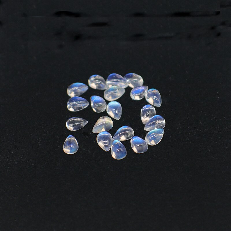 OneRain 1 PCS AAAAA Loose Gemstones White Blue Rainbow 5 * 7 MM Pear Water Natural Moonstone DIY Jewelry Making Whoesale