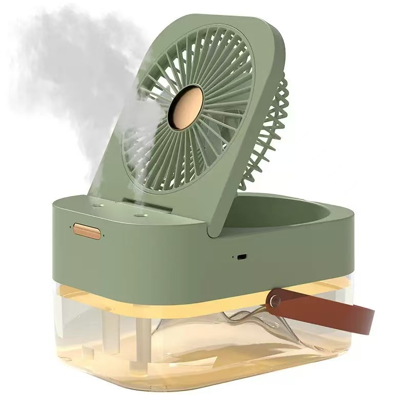 Kabelloser Luftbefeuchter mit Ventilator, 2,5 l, großes FassungsvermöGen, Wassernebel, USB, tragbare Klimaanlage, Diffusor für sterben Fernbedienung von Zuhause und Zimmer: Kakifarbig