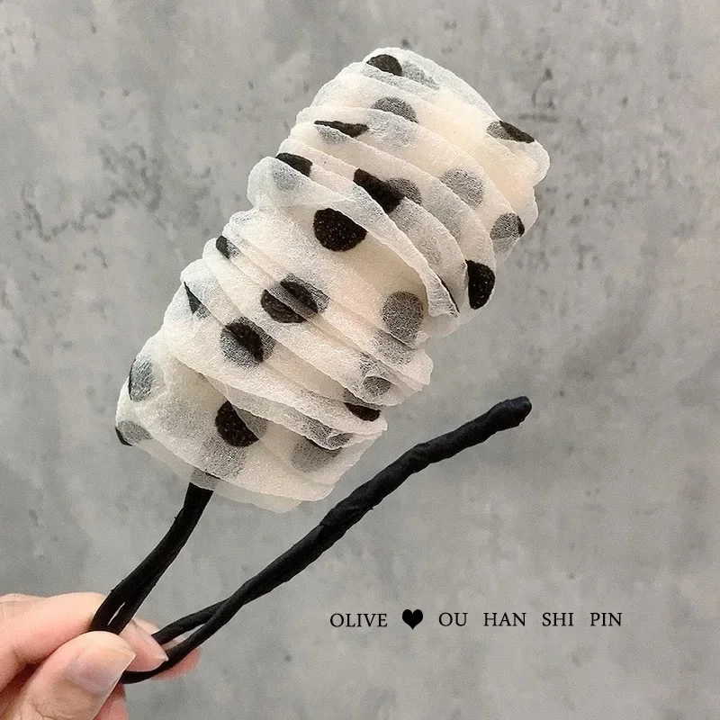 Diadema de gasa con flores para mujer, herramienta para hacer peinados, cuerda para el pelo dulce, accesorios Coreanos: Azul