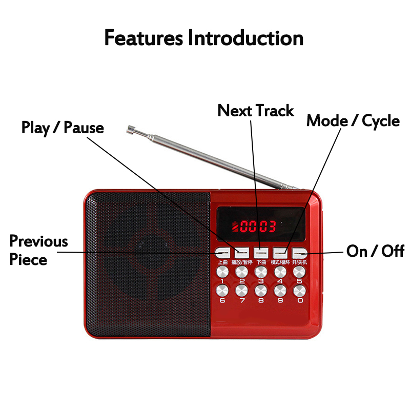 Portable Bluetooth digital FM radio multifunctional mini mp3 format music player outdoor speaker charging support TF Card
