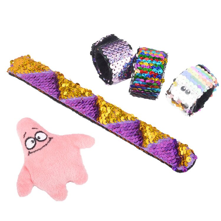 Skinnende glitter pailletter armbånd armbånd syning farve cirkel slap armbånd til børn piger børns julefest smykker