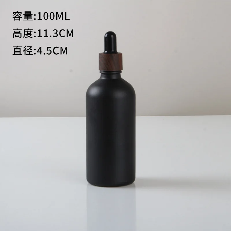 Flacon compte-gouttes vide noir givré, huile essentielle en verre, liquide d'aromathérapie, bouteille rechargeable, Pipette liquide: vert militaire