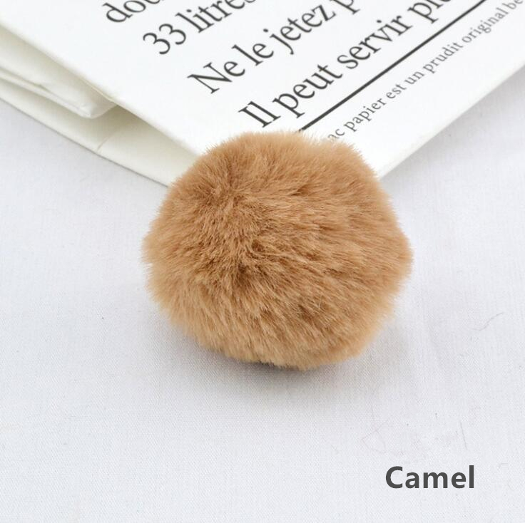 20 stks/partij 3.5cm Faux Fur PomPom DIY Konijn Haarwortel Tas pom pom Bal sleutelhanger Voor Vrouwen Auto haarspeld Zak Sleutelhanger Hoofddeksels: camel