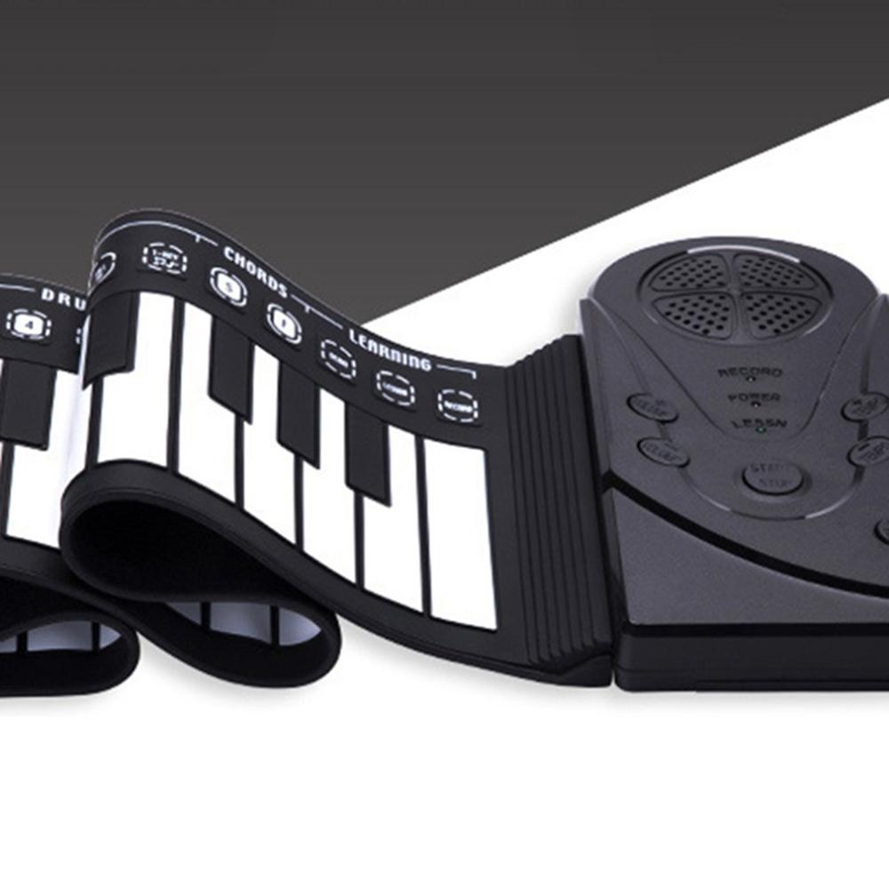 Przenośny 49 klawiszy cyfrowa klawiatura ręczna rolka pianino silikonowe elektryczne dla dzieci początkujący pianino elektroniczne: czarny