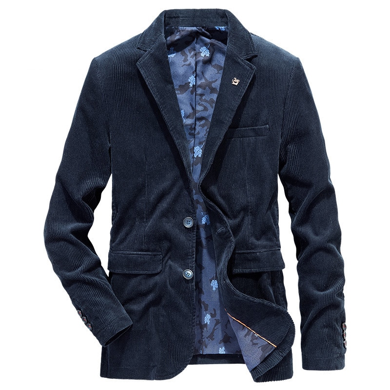 Brand business blazer mænd forår efterår fløjlsbukser afslappet bomuldsjakke mænd slim fit jakkesæt mænd str. m -4xl blazer homme