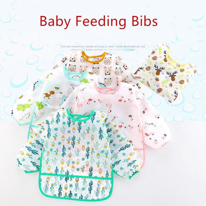 Leuke Kinderen Baby Kids Peuter Voeden Slabbetjes Waterdichte Lange Mouwen Kiel Van De Kunst Lunch Feeding Doek Baby Schort Fit 1-6 Jaar