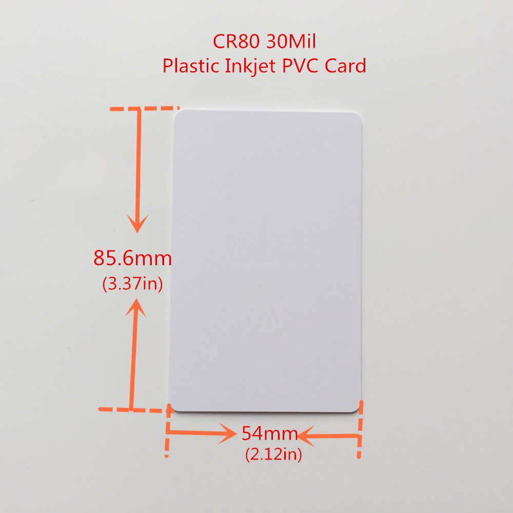 Carte pvc vierge imprimable à jet d'encre blanche pour carte de membre carte de club carte d'identité imprimée par les imprimantes à jet d'encre Epson ou Canon taille CR80