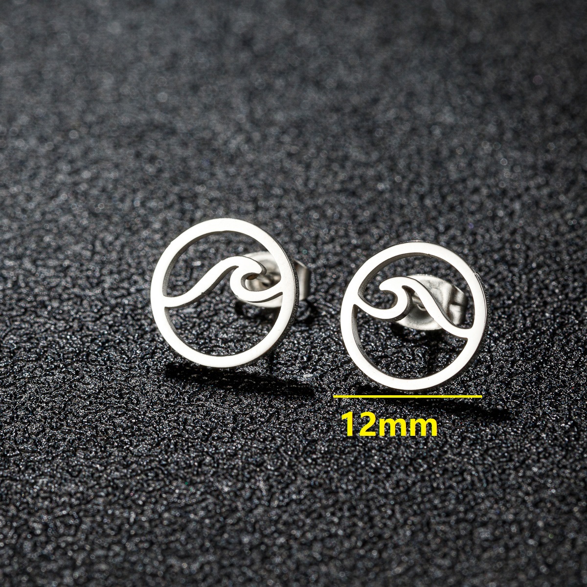 Simple Round Sea Wave Women'S Cartilage Earings Geometric Ocean Surf Stainless Steel Ear Piercing Stud Earrings Jewelry