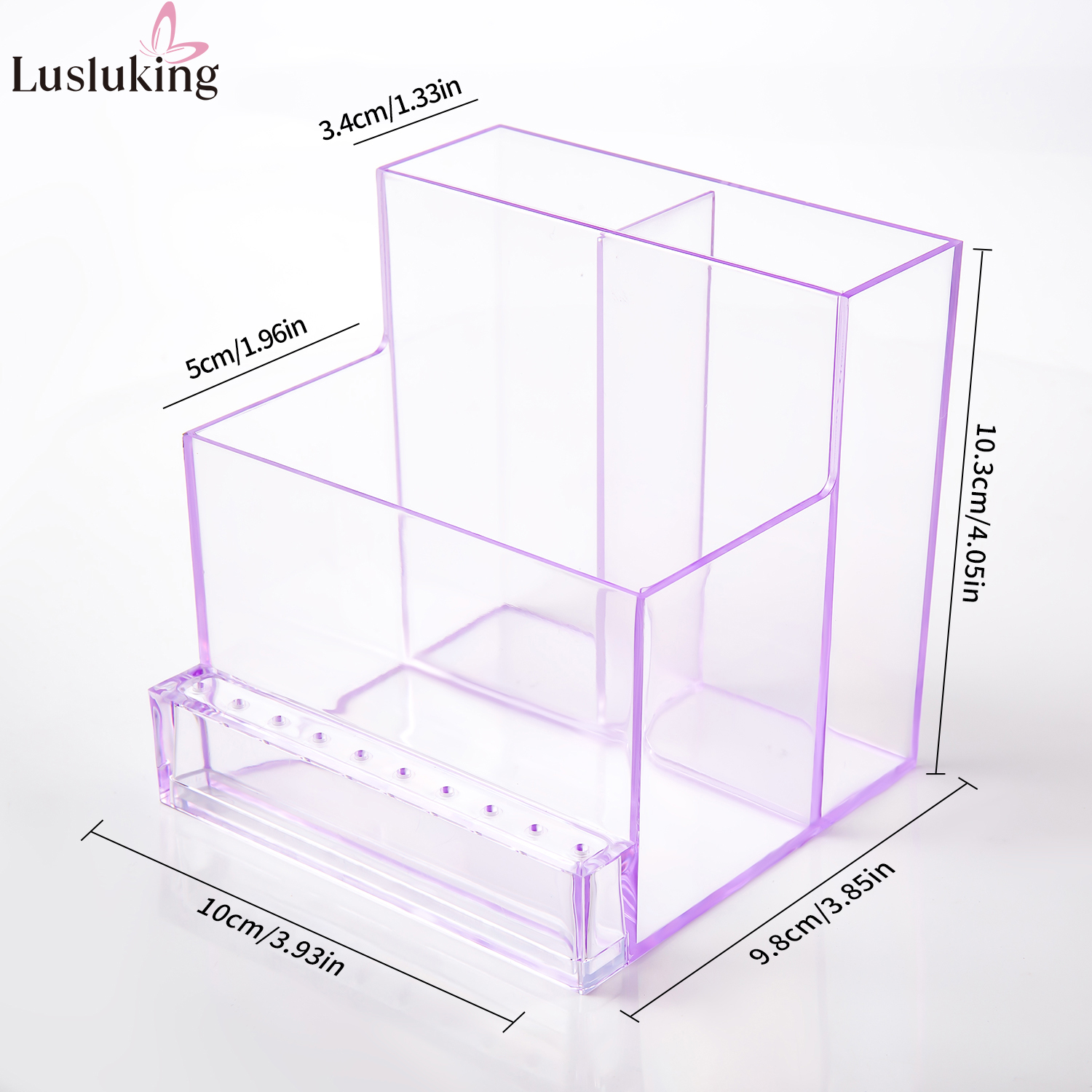 Taladro de uñas translúcido, organizador de productos para uñas, organizador de suministros, brocas para uñas, almacenamiento acrílico de 3 filas, herramientas para uñas, estante de exhibición: Verde claro