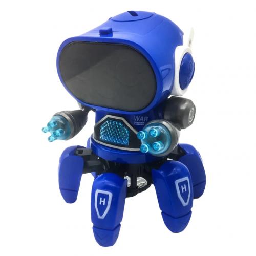 Robots inteligentes para niños, juguete de 6 garras, luz LED colorida, música, baile, Mini Robot eléctrico,: Azul