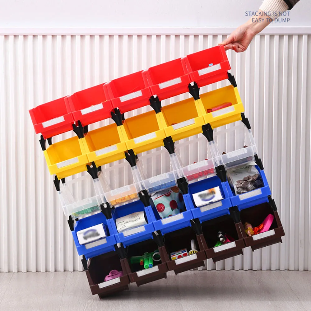 Caja de almacenamiento de plástico apilable para garaje, contenedores de almacenamiento para Taller, contenedor de apilamiento para garaje, piezas pequeñas, organización de tornillos